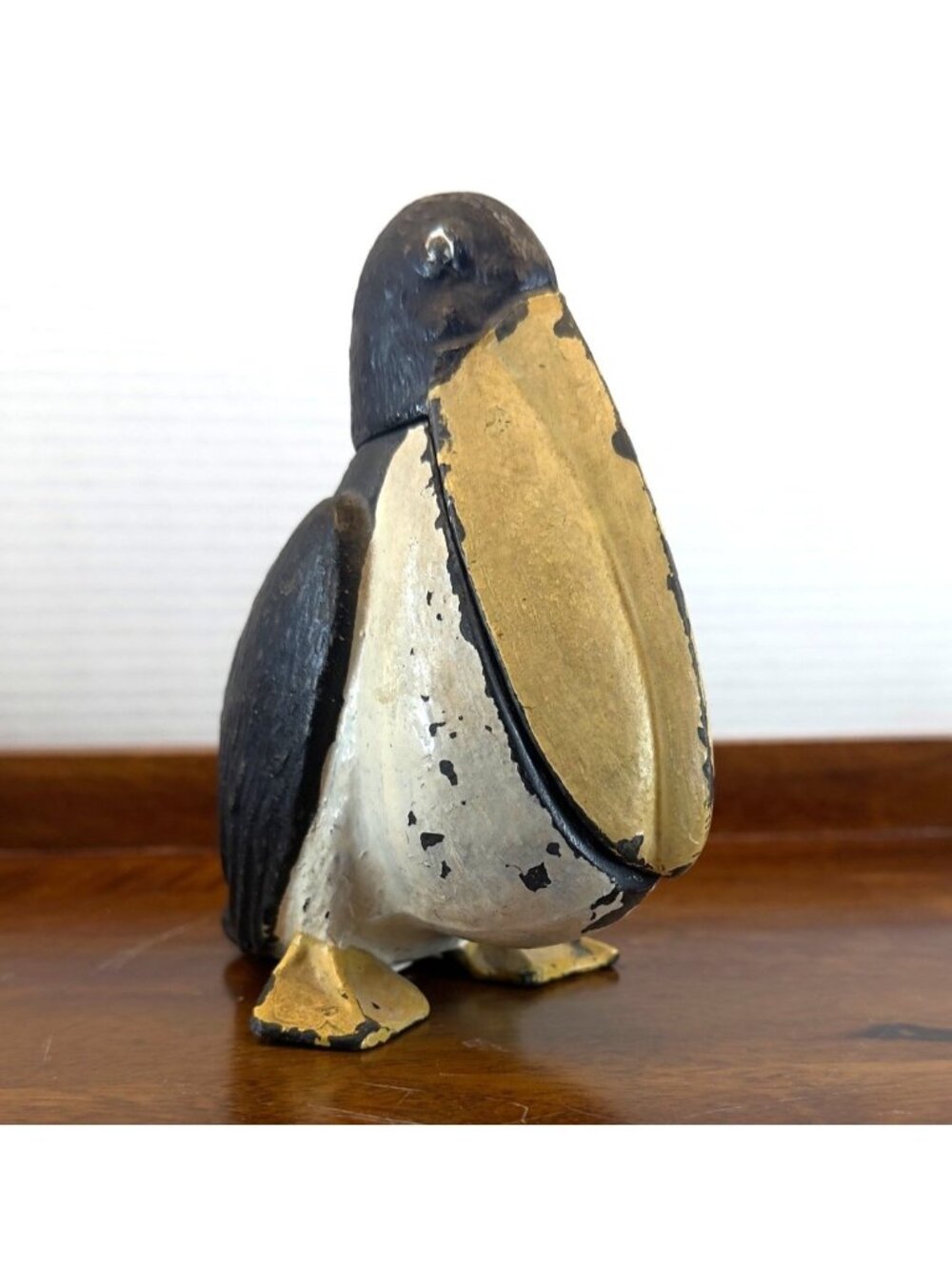 Vintage Cast Iron Pelican Match Holder Figurine - Removable Head Match Safe